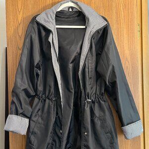 Black White Cinched Waist Utility Jacket Women’s NWOT Gingham Lined